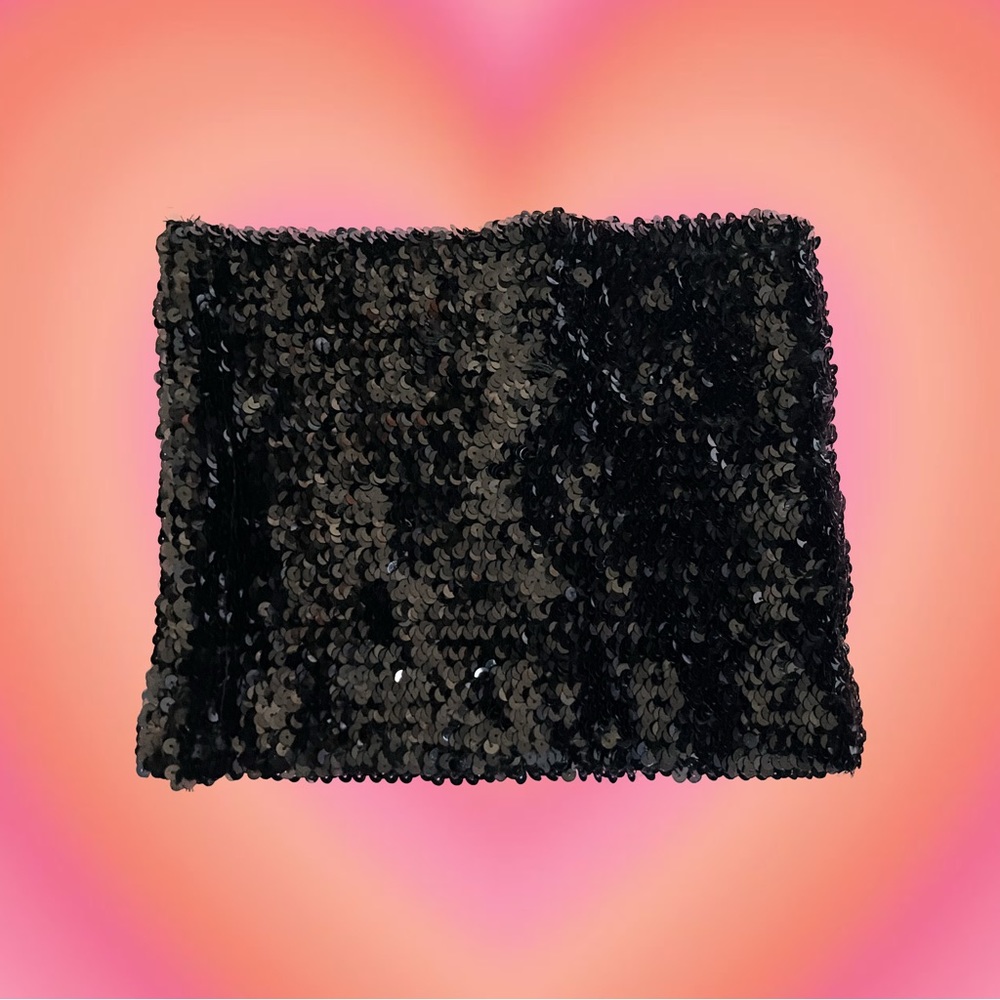 Adorable Black Sequin Party Tube Top (size S-M)